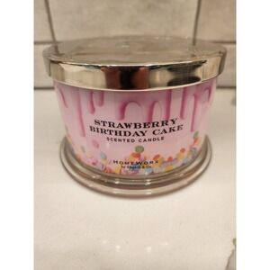 Homeworx Luxury  Strawberry Birthday Cake Scented Candle, 4-Wick, 18oz Candle